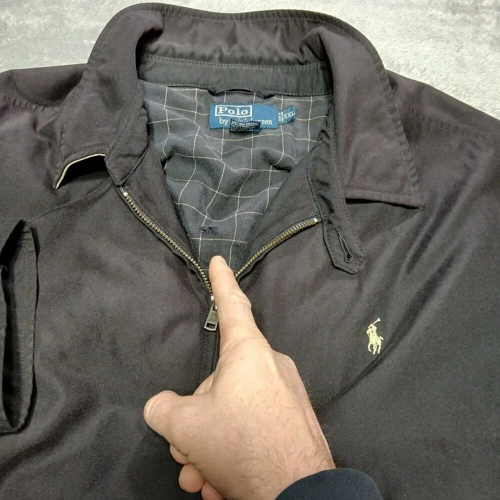Polo Ralph Lauren Mens 2XL XXL Black Bi-Swing Harrington Windbreaker Old Money